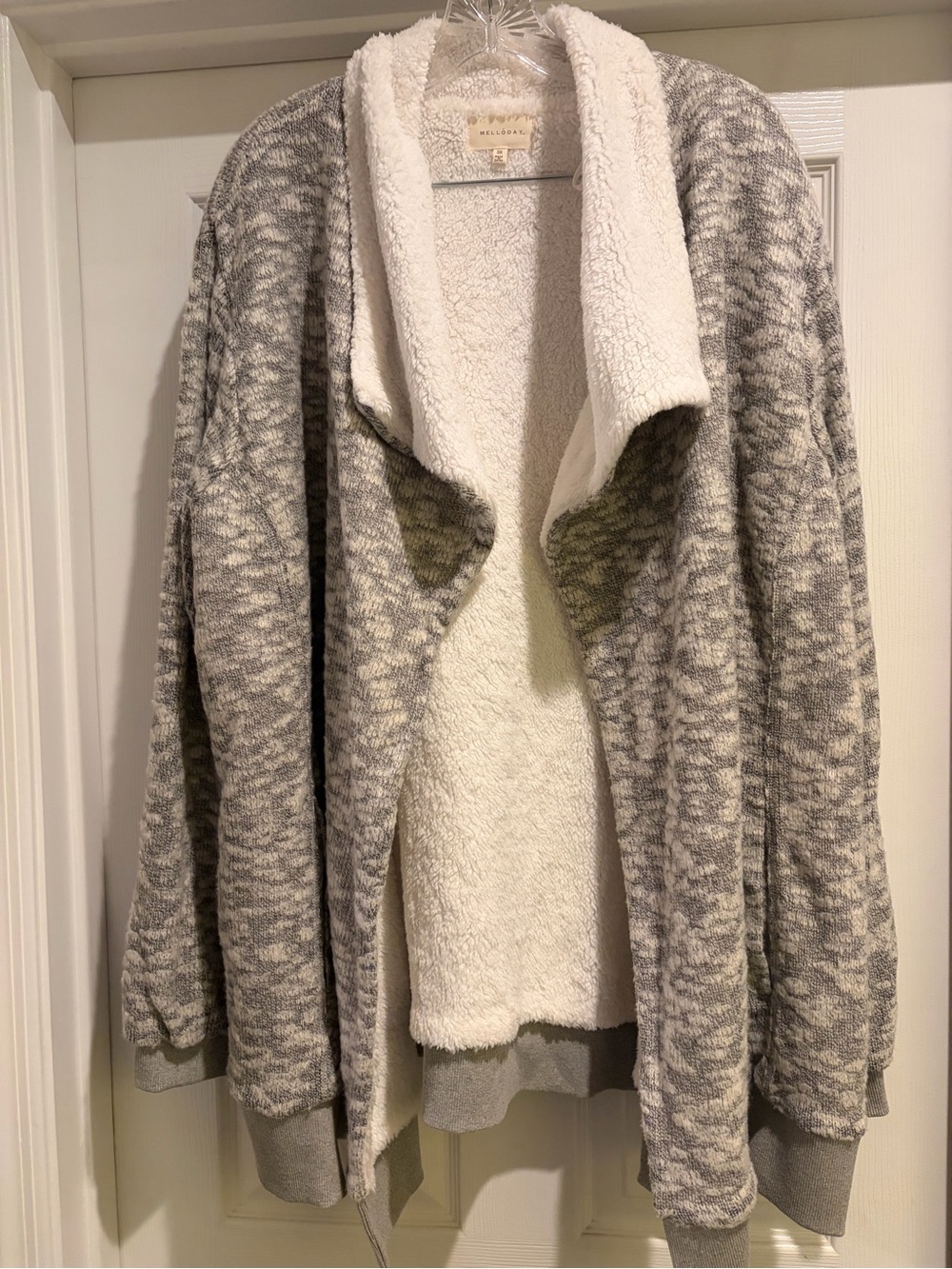 MELLODAY Sherpa-Lined Grey Women's Sweater Jacket Size 3X